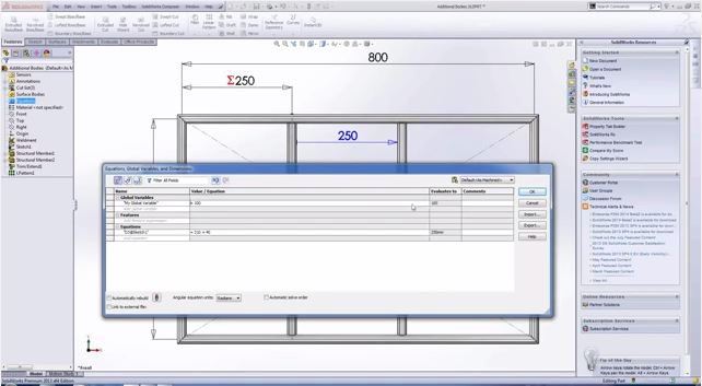 Công cụ Equations trong SolidWorks